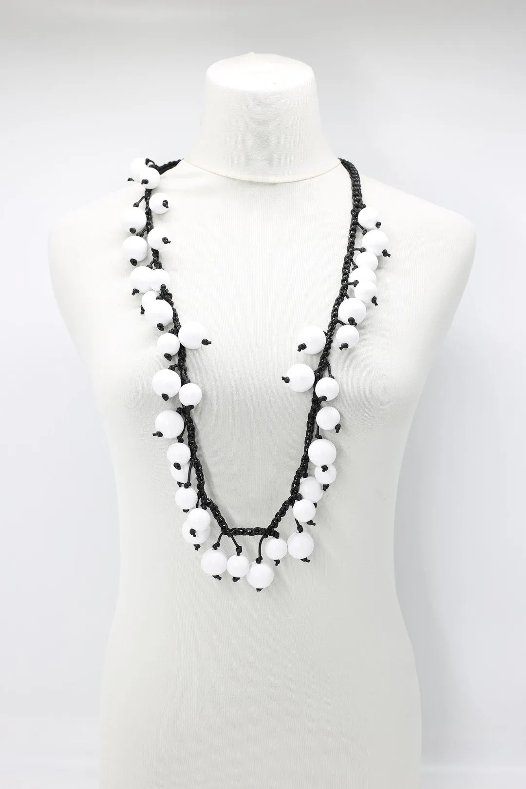 Woven Cord Round Beads Necklaces - Short
