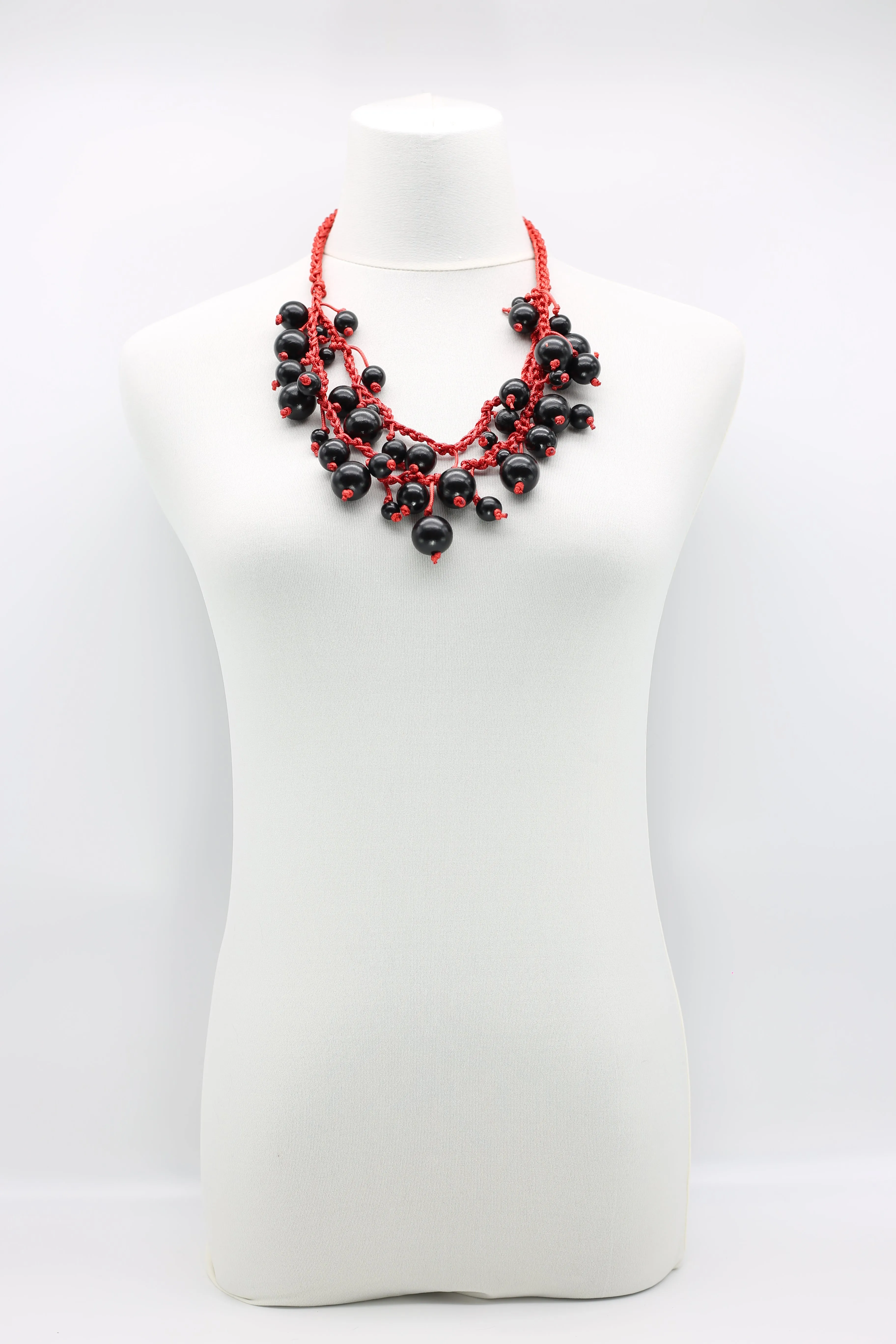 Woven Cord Round Beads Necklaces - Short