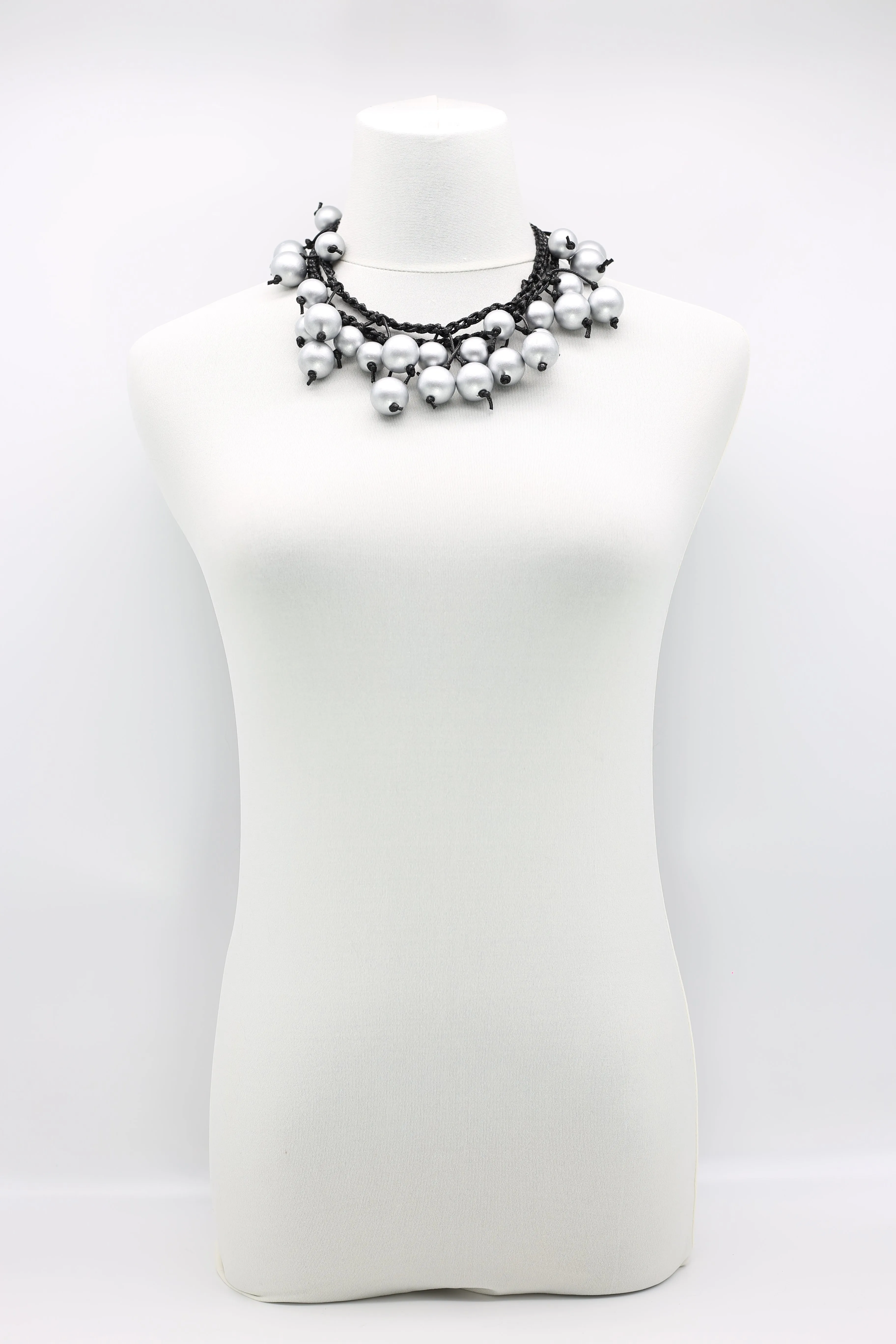 Woven Cord Round Beads Necklaces - Short