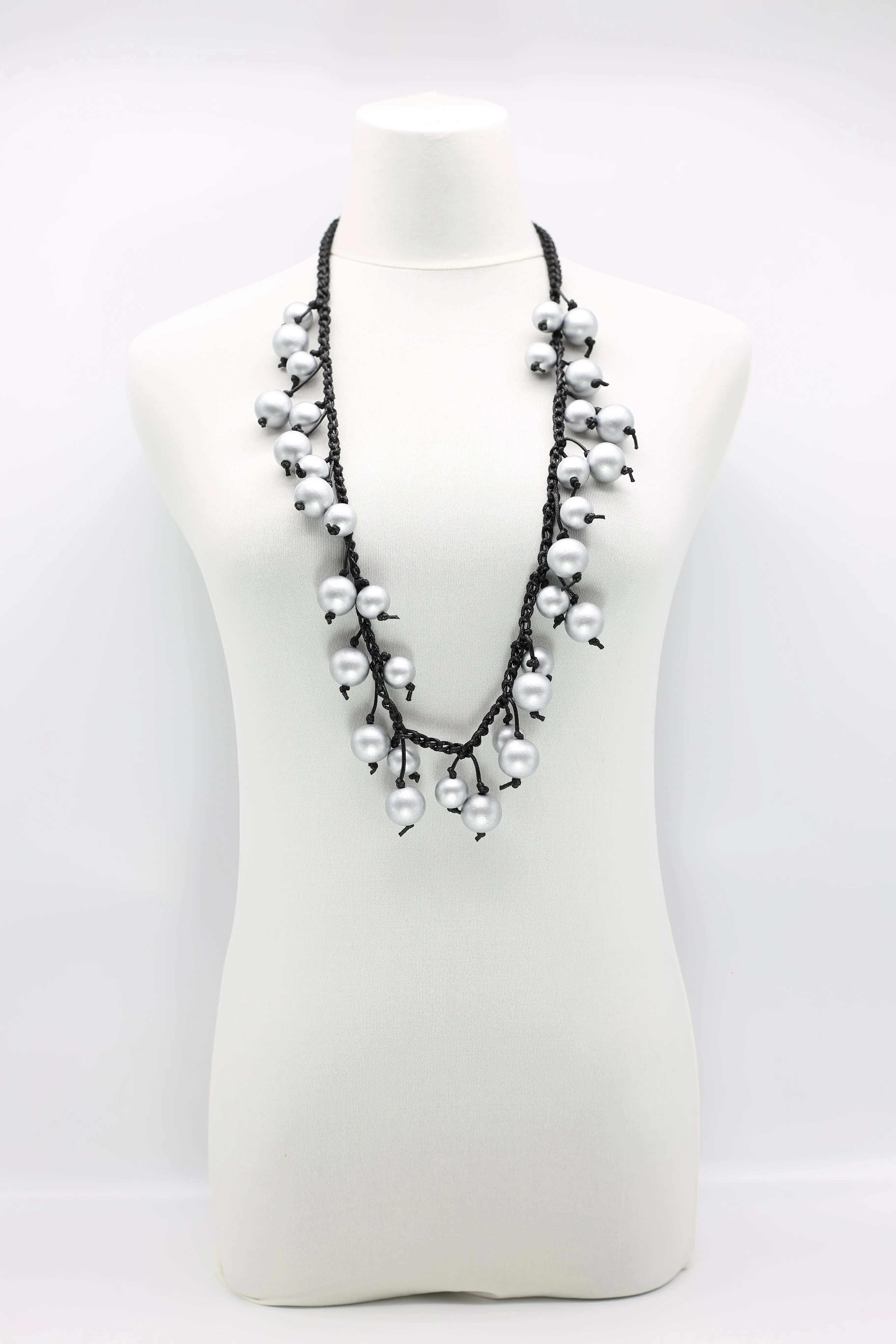 Woven Cord Round Beads Necklaces - Short