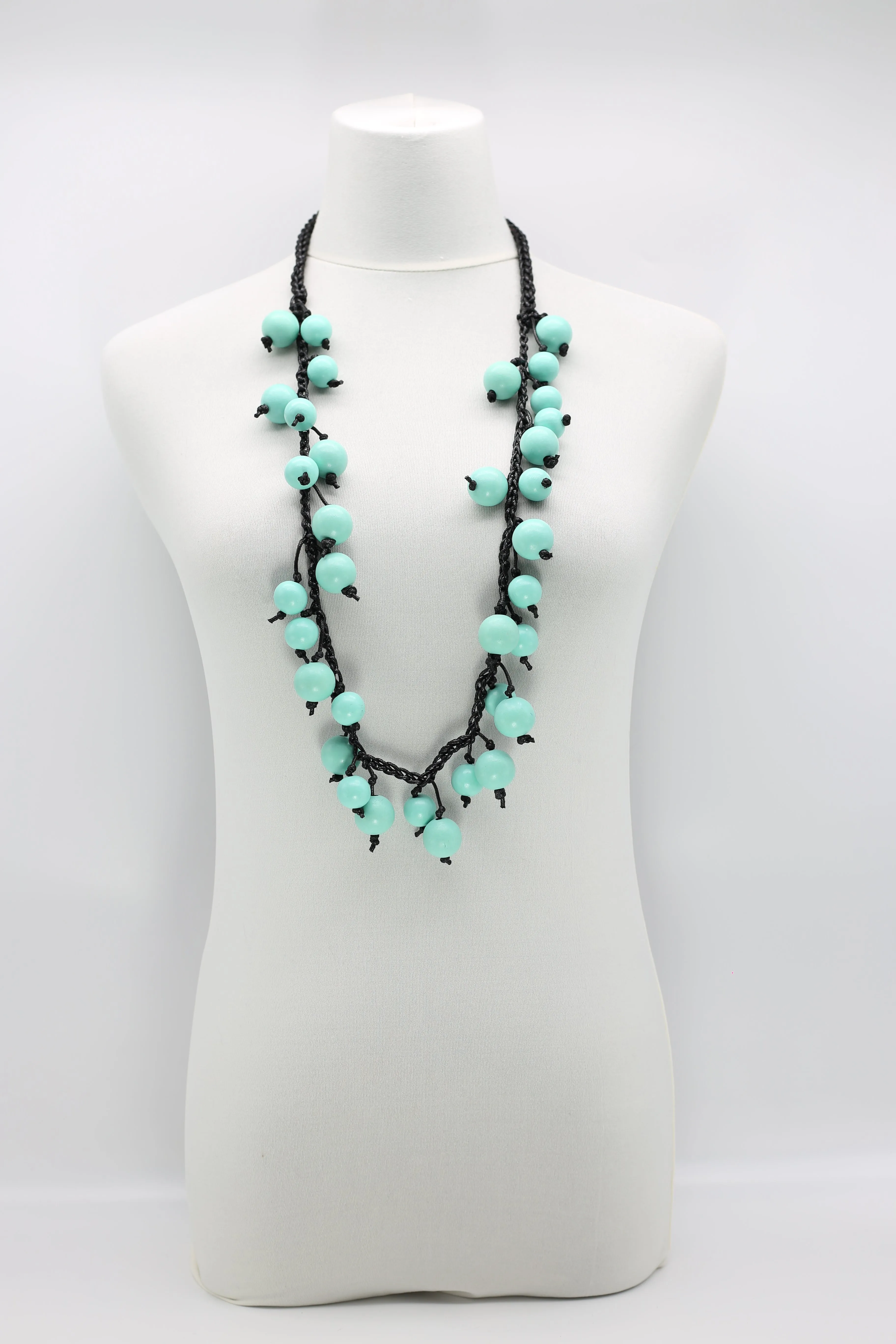 Woven Cord Round Beads Necklaces - Short