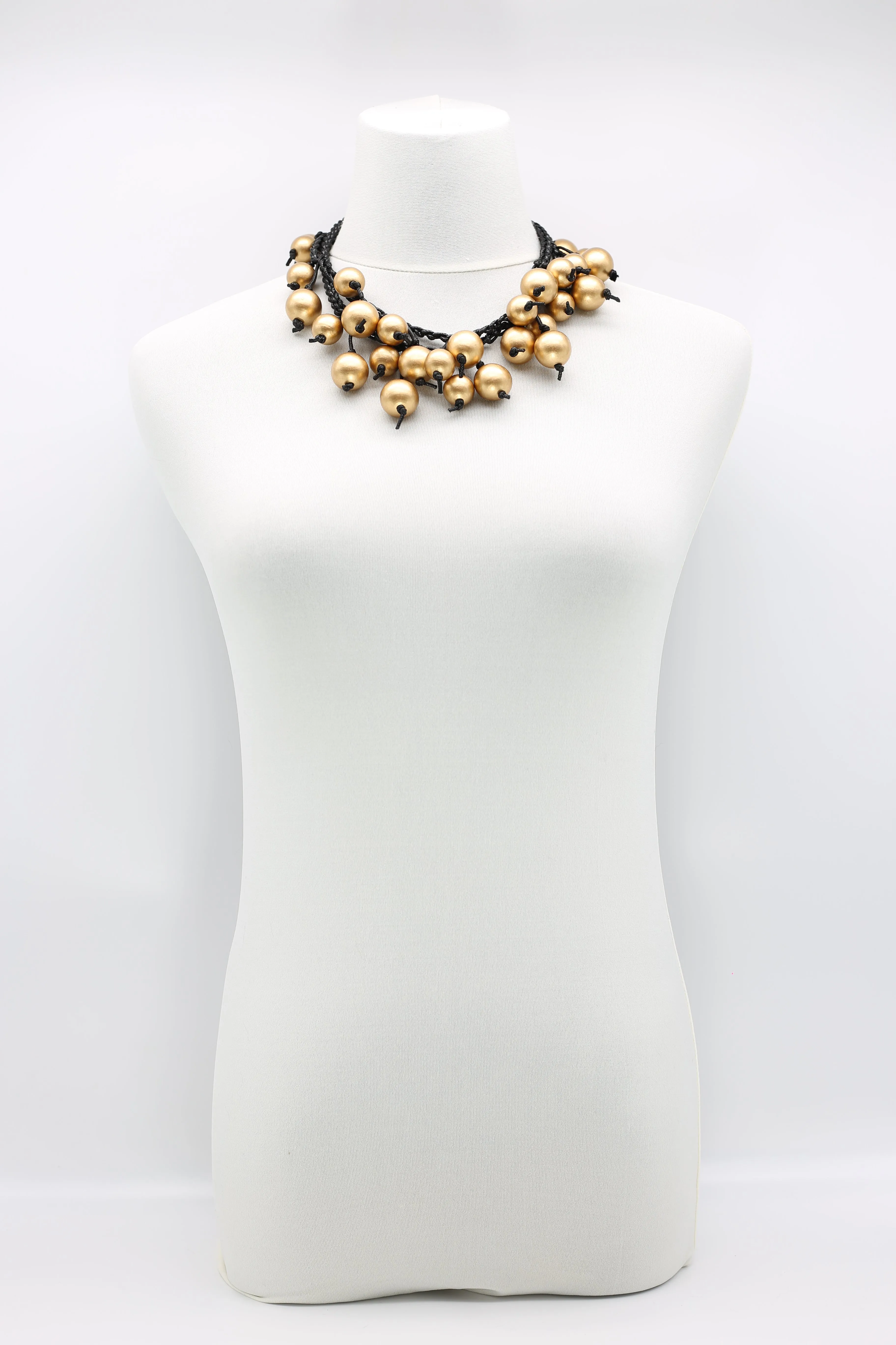 Woven Cord Round Beads Necklaces - Short