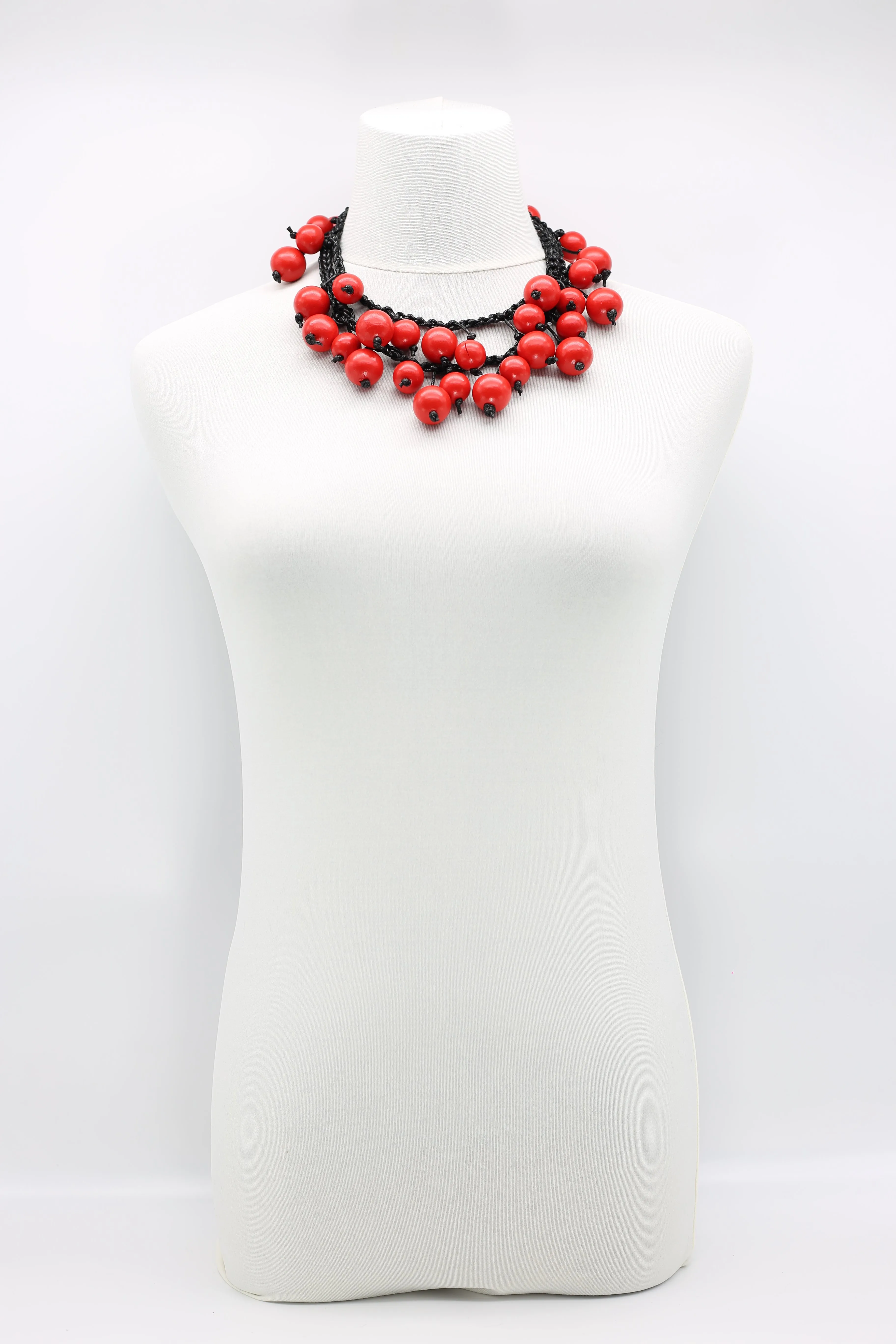 Woven Cord Round Beads Necklaces - Short