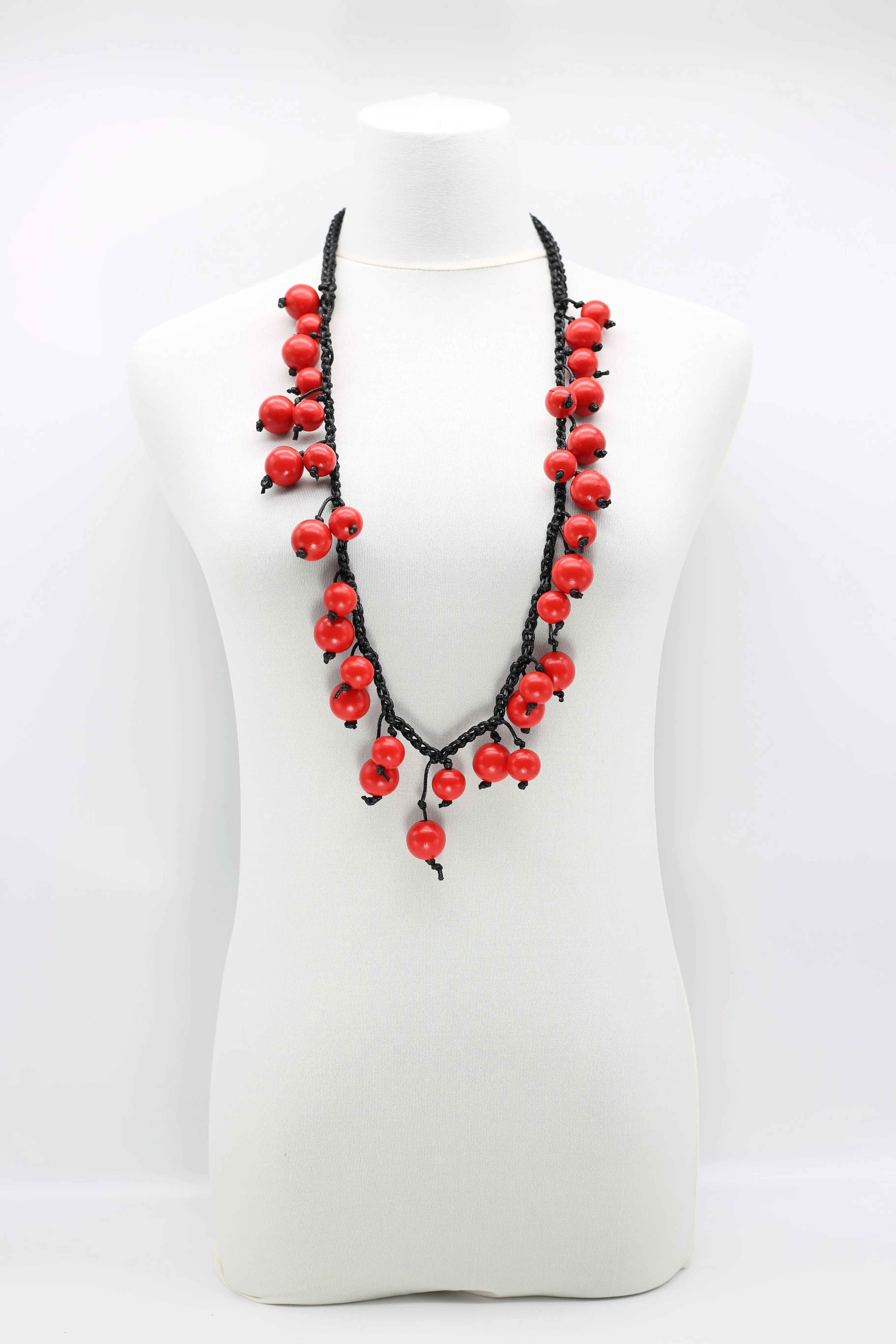 Woven Cord Round Beads Necklaces - Short