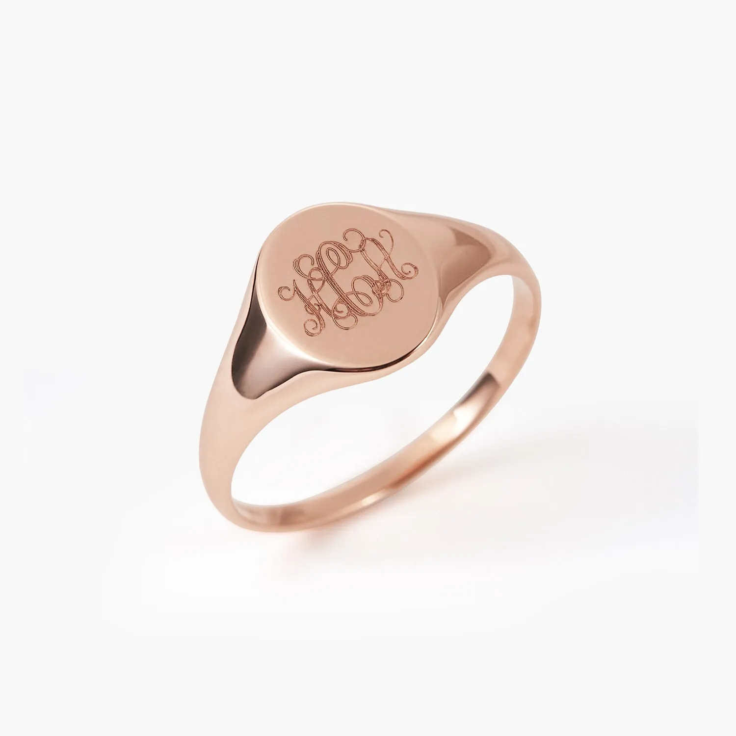 Yellow Italian Oval Flat-Top Monogram Fashion Ring