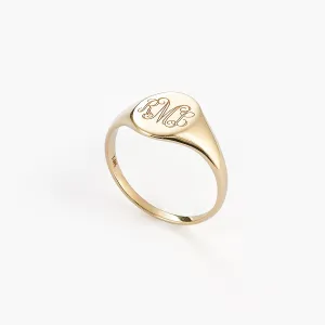 Yellow Italian Oval Flat-Top Monogram Fashion Ring