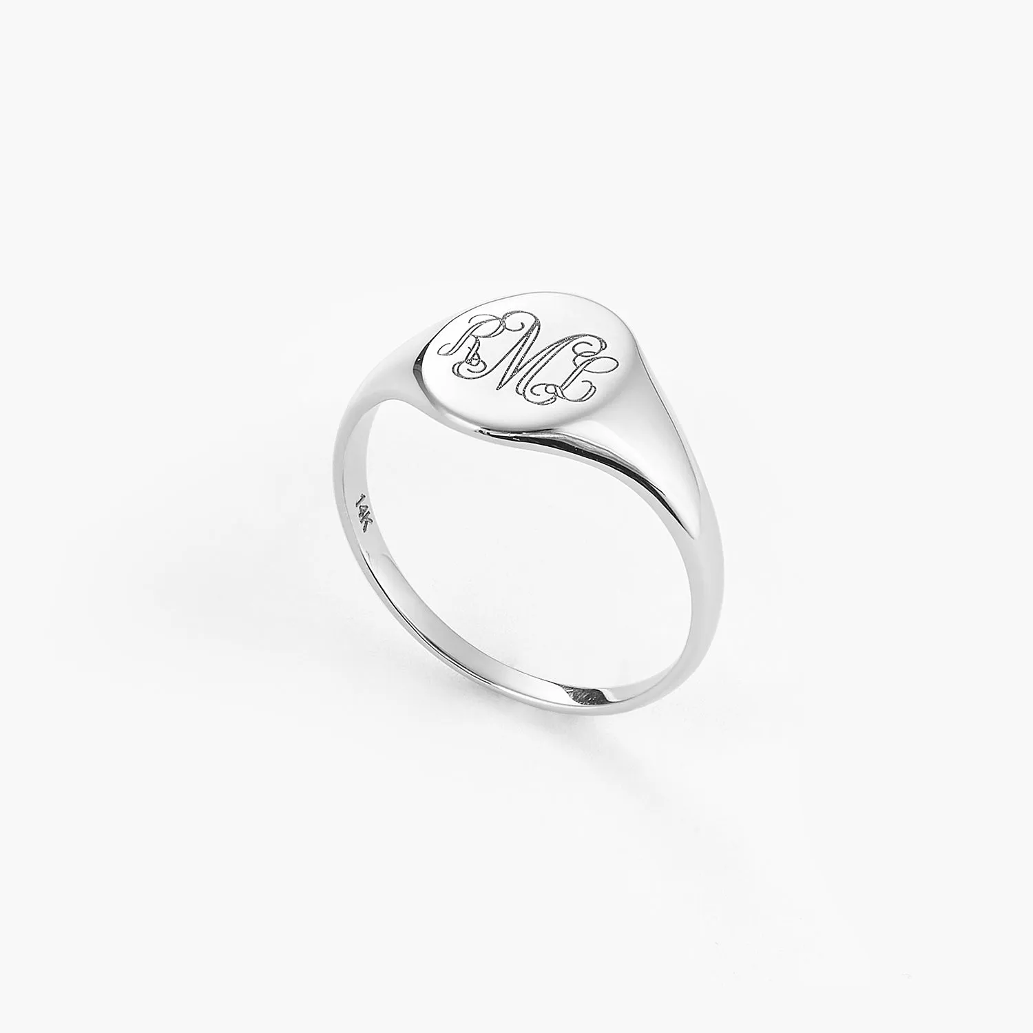 Yellow Italian Oval Flat-Top Monogram Fashion Ring
