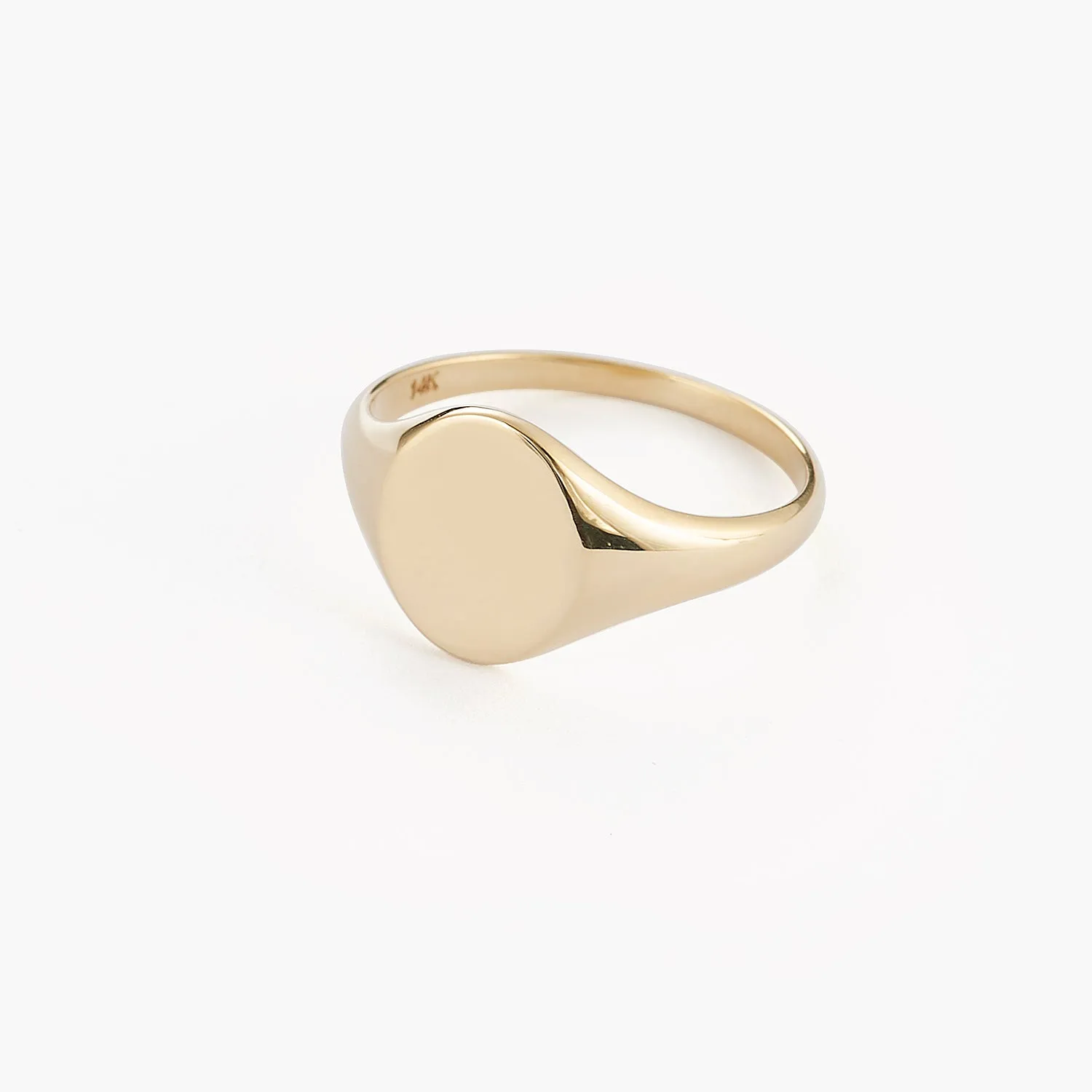 Yellow Italian Oval Flat-Top Monogram Fashion Ring