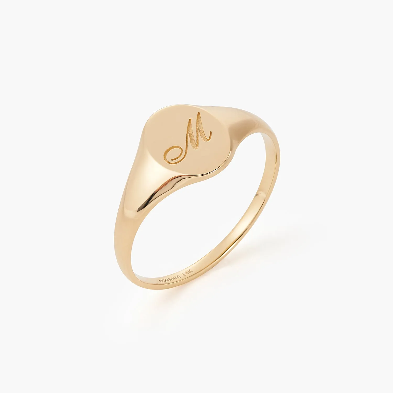 Yellow Italian Oval Flat-Top Monogram Fashion Ring