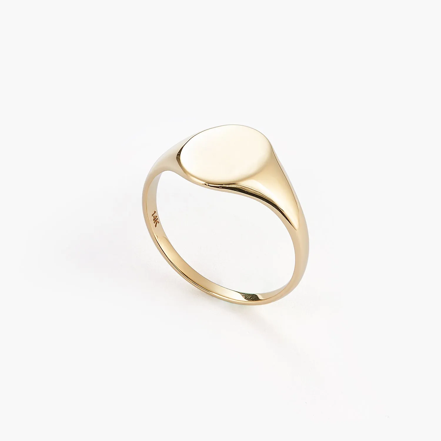 Yellow Italian Oval Flat-Top Monogram Fashion Ring