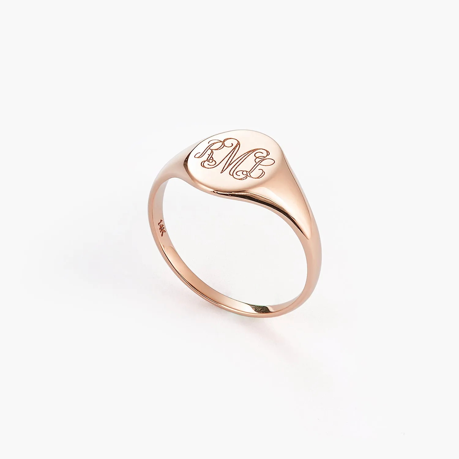 Yellow Italian Oval Flat-Top Monogram Fashion Ring