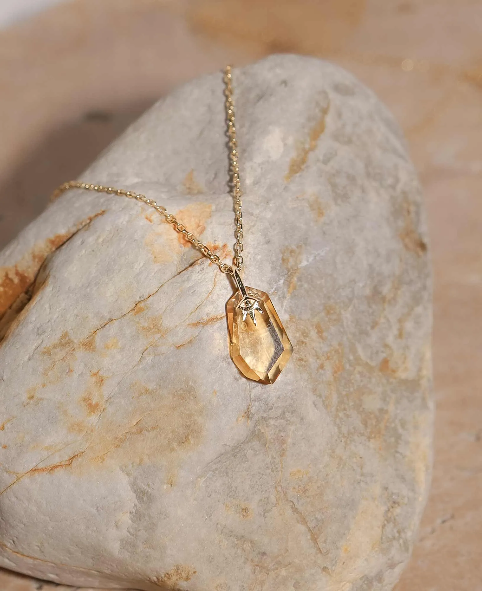 Zephyr Citrine 14k Solid Gold Necklace