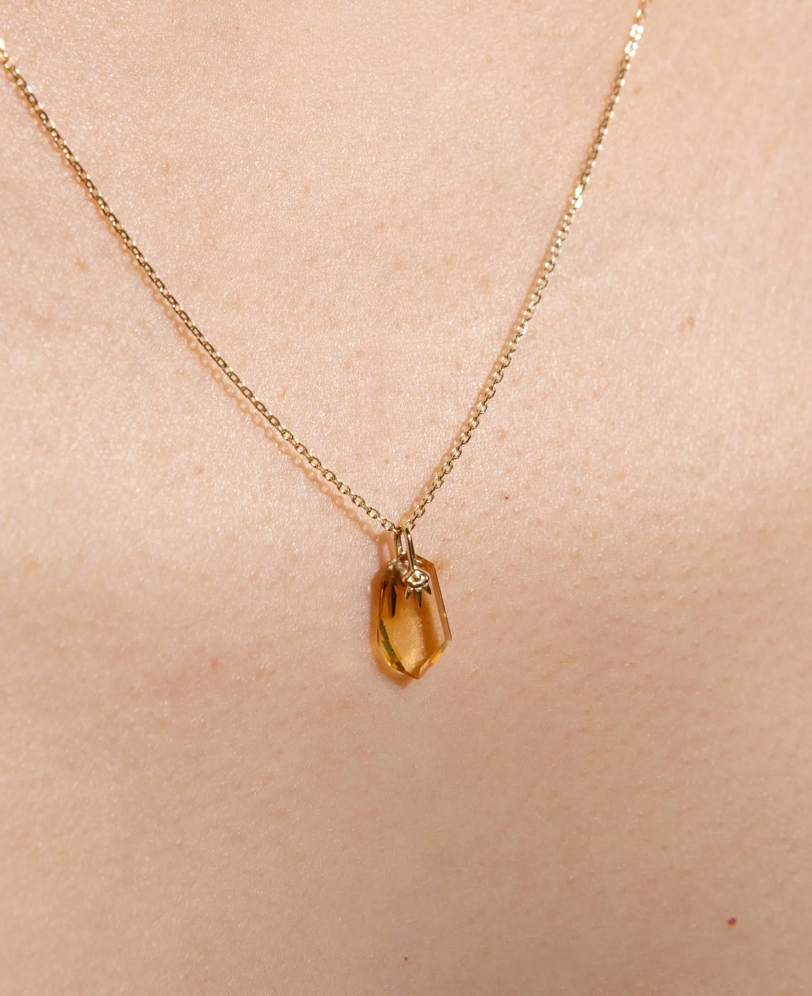 Zephyr Citrine 14k Solid Gold Necklace
