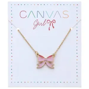 Zoey Bow Delicate Children's Necklace in Pink